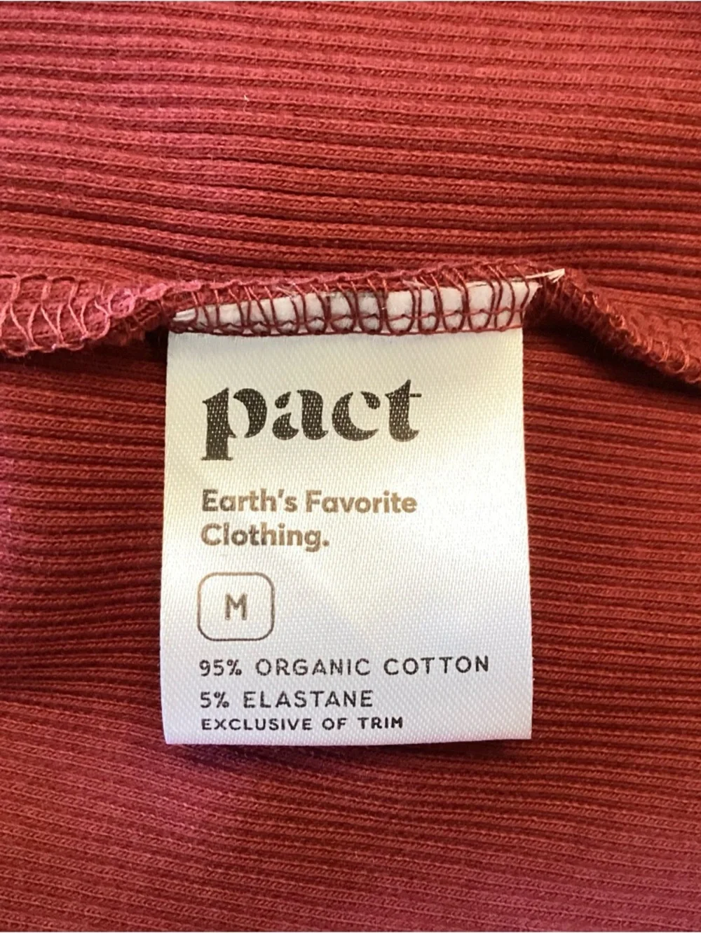 NWOT Pact Short Sleeve Ribbed Organic Cotton Crewneck Tee - Red - M